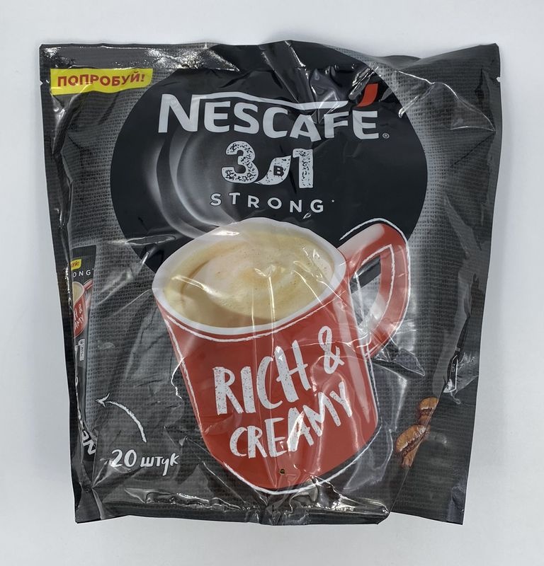 Нескафе 3 в 1 Крепкий Nescafe Strong (блок 20 пакетиков)