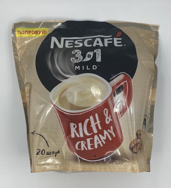Нескафе 3 в 1 Мягкий Nescafe Mild (блок 20 пакетиков)