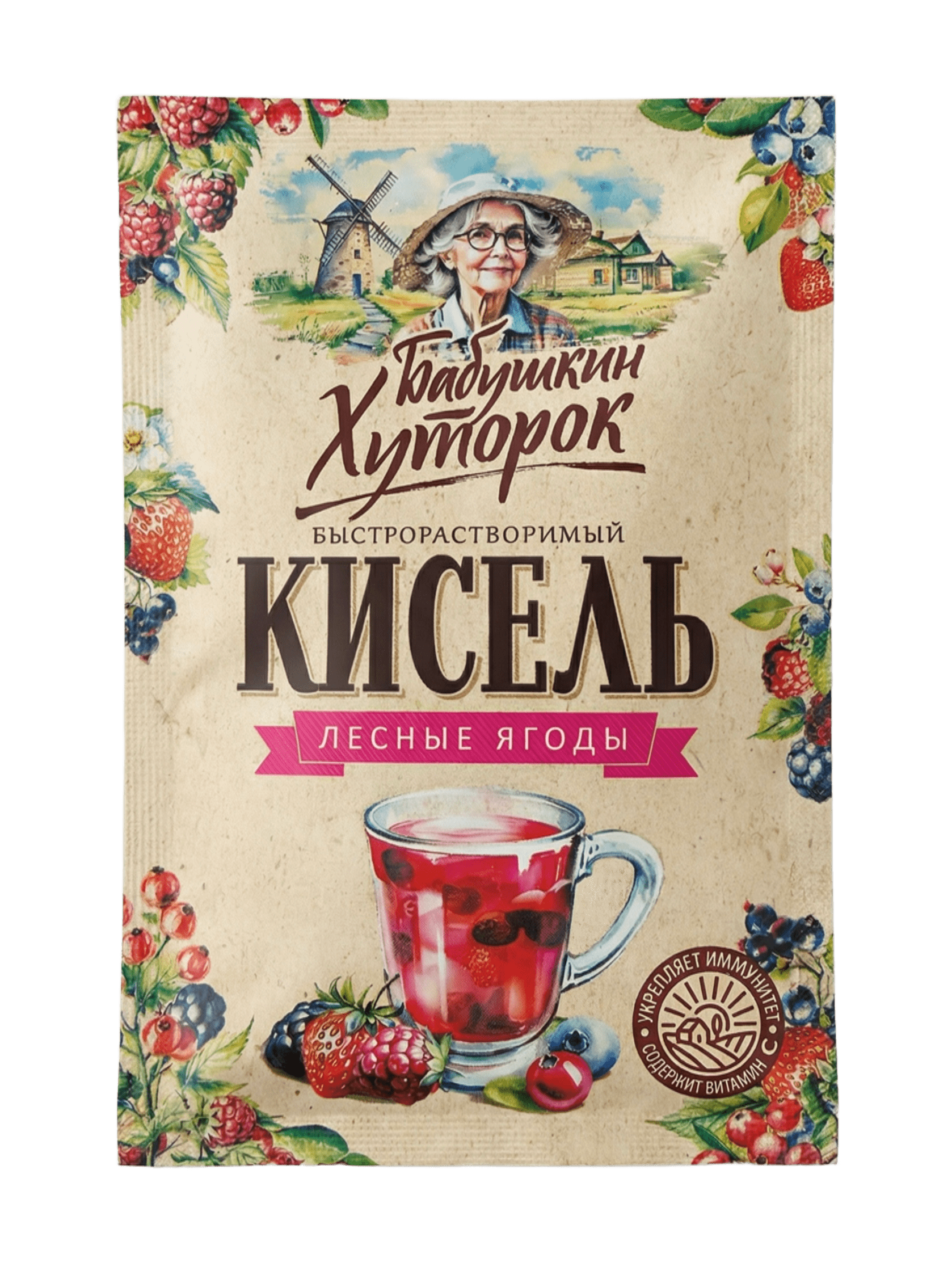 Кисель Бабушкин Хуторок лесная ягода 30г в саше (50 пакетиков)