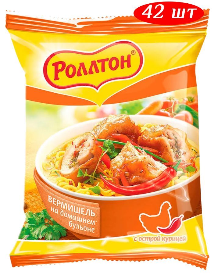 Вермишель Роллтон с острой курицей 60г