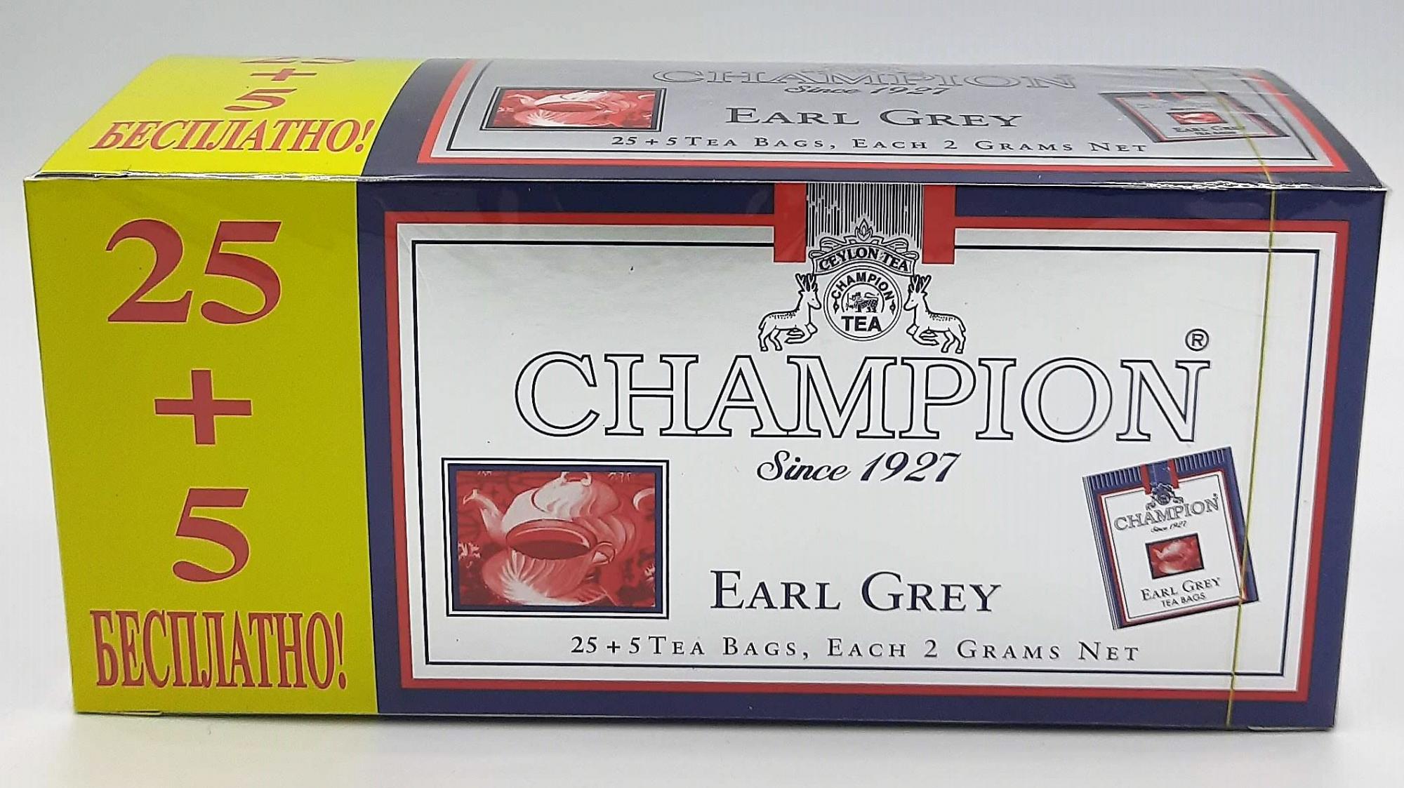 Чемпион Эрл Грей 25+5 пакетиков Champion Earl Grey