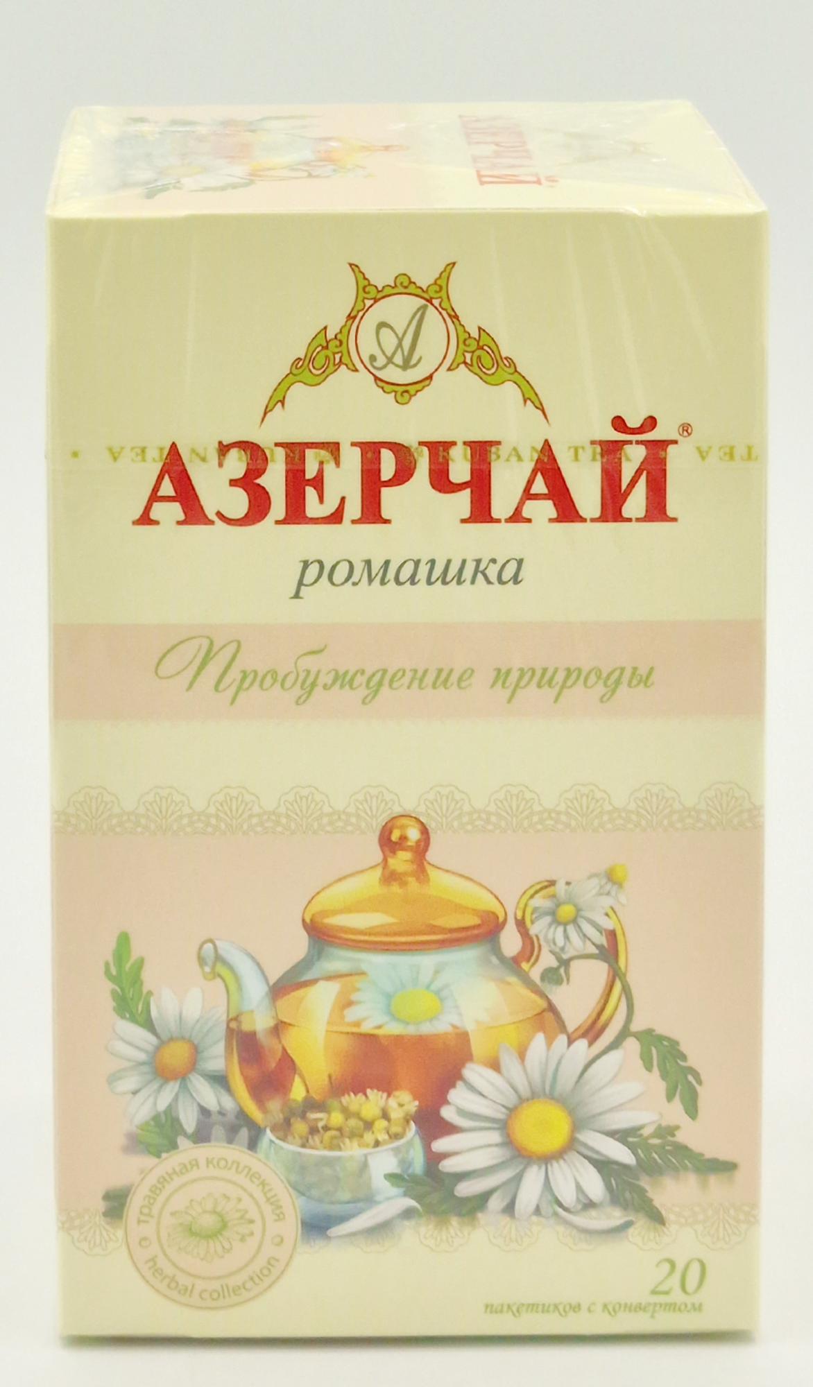 Азерчай зелёный с ромашкой Пробуждение природы 20 пакетиков в сашетах Azercay