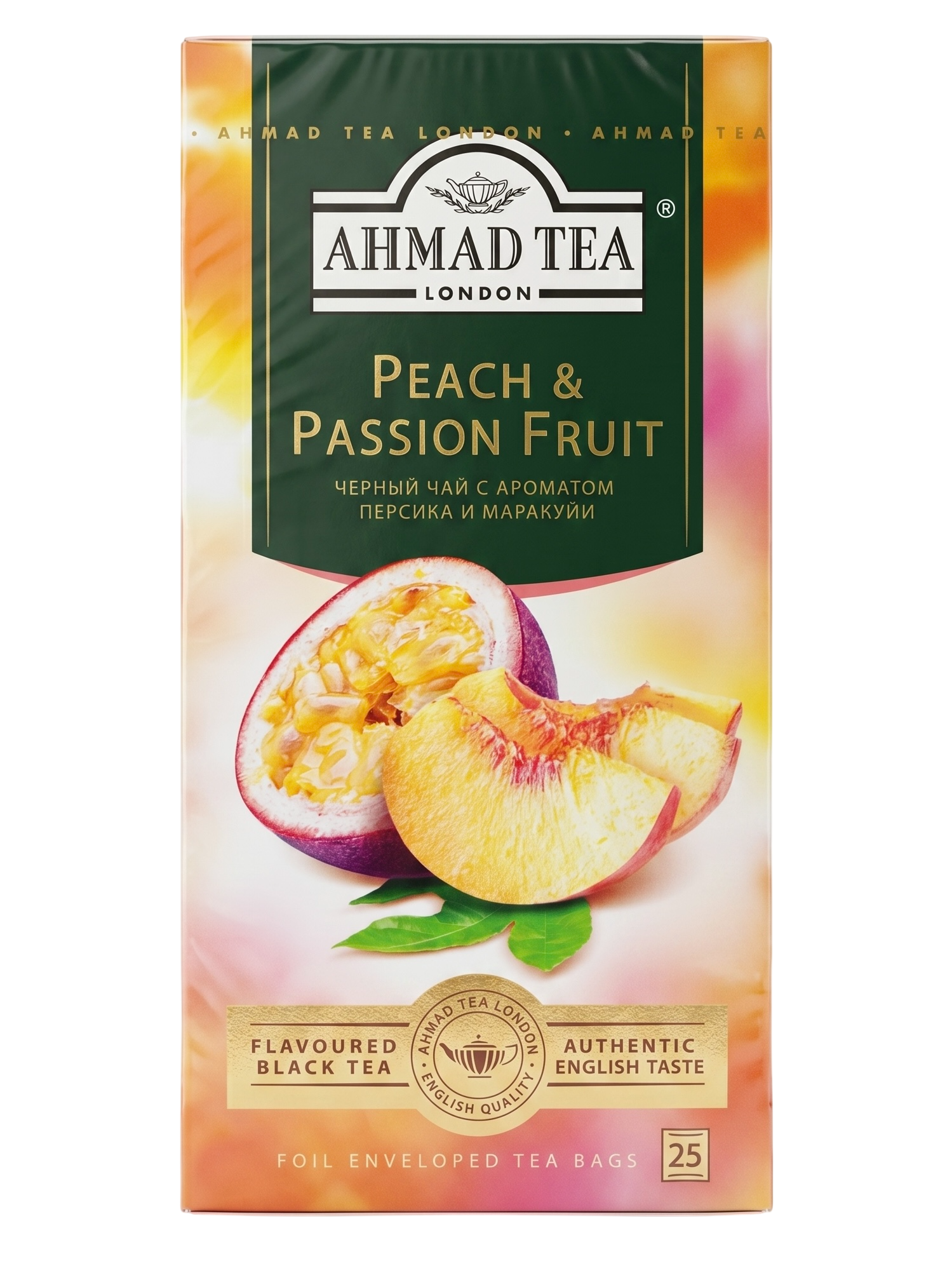 Ахмад 25 пакетиков Персик и Маракуйя чёрный Ahmad Peach & Passion Fruit