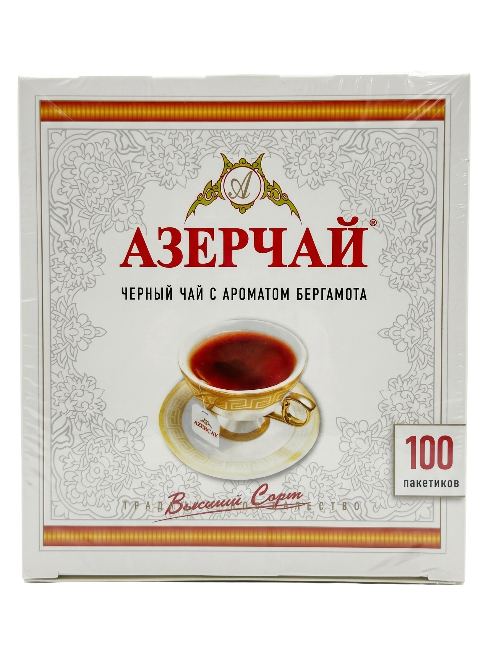 Азерчай Бергамот 100 пакетиков без сашетов Azercay