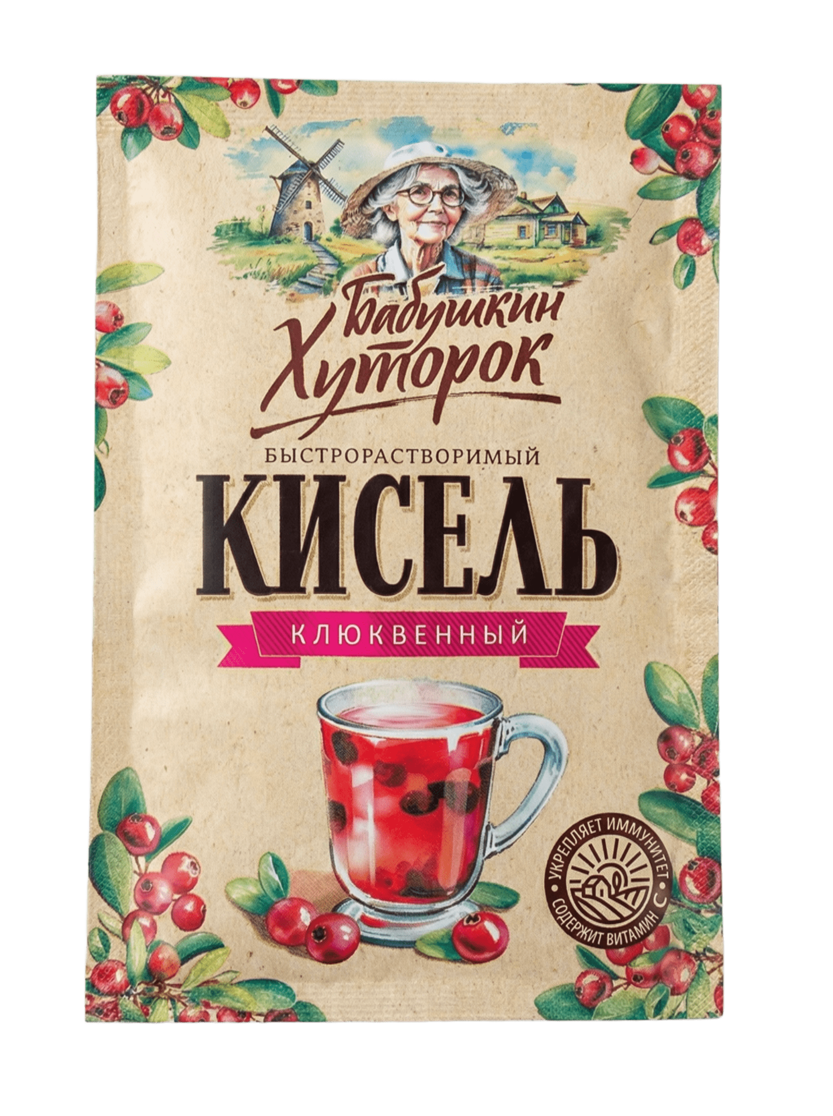 Кисель Бабушкин Хуторок клюква 30г в саше (50 пакетиков)