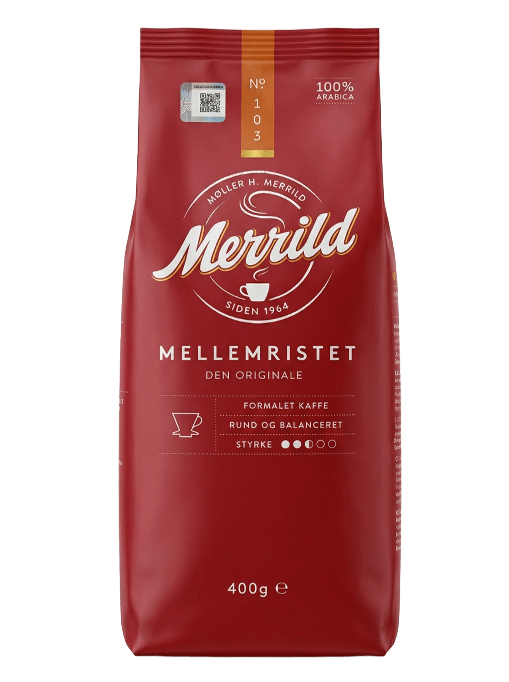 Мэррилд Средняя обжарка №103 молотый 400г Merrild Mellemristet